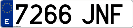 Ejemplo de matrícula de coche ordinaria 7266 JNF