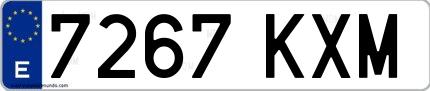 Ejemplo de matrícula española 7267 KXM