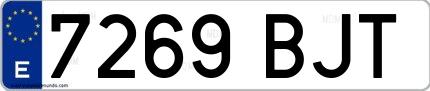 Ejemplo de matrícula española 7269 BJT