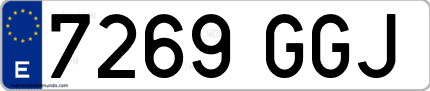 Ejemplo de matrícula de coche ordinaria 7269 GGJ