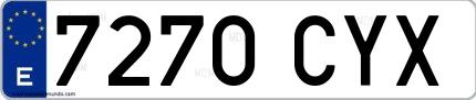 Ejemplo de matrícula española 7270 CYX