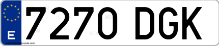 Ejemplo de matrícula de coche ordinaria 7270 DGK