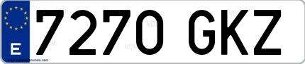 Ejemplo de matrícula española 7270 GKZ