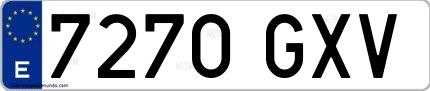 Ejemplo de matrícula española 7270 GXV