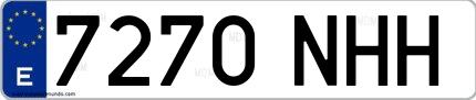 Ejemplo de matrícula española 7270 NHH