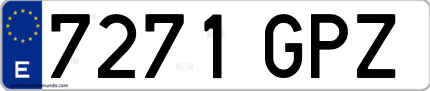 Ejemplo de matrícula de coche ordinaria 7271 GPZ
