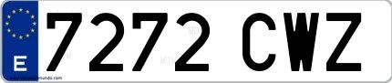 Ejemplo de matrícula española 7272 CWZ