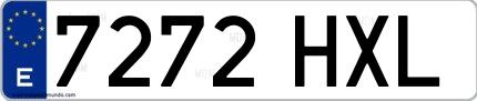 Ejemplo de matrícula española 7272 HXL
