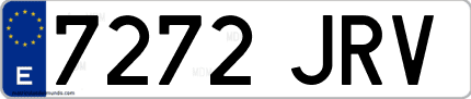 Ejemplo de matrícula de coche ordinaria 7272 JRV