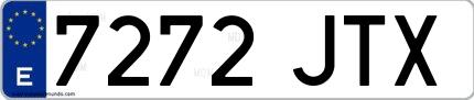 Ejemplo de matrícula española 7272 JTX