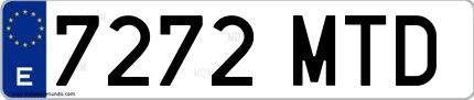 Ejemplo de matrícula española 7272 MTD