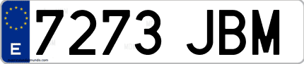 Ejemplo de matrícula de coche ordinaria 7273 JBM