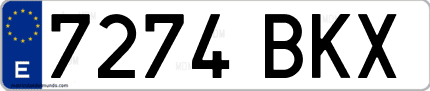Ejemplo de matrícula de coche ordinaria 7274 BKX
