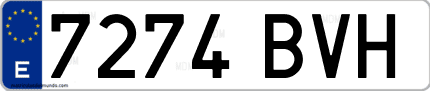 Ejemplo de matrícula de coche ordinaria 7274 BVH