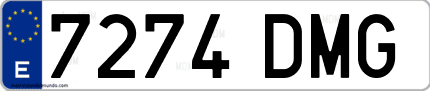 Ejemplo de matrícula de coche ordinaria 7274 DMG