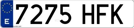 Ejemplo de matrícula española 7275 HFK