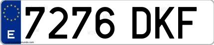 Ejemplo de matrícula española 7276 DKF