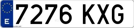 Ejemplo de matrícula española 7276 KXG
