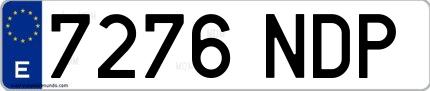 Ejemplo de matrícula española 7276 NDP