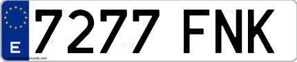 Ejemplo de matrícula de coche ordinaria 7277 FNK