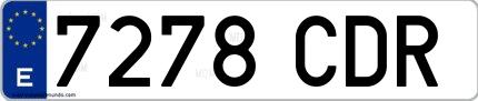 Ejemplo de matrícula española 7278 CDR