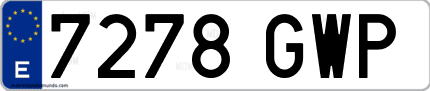 Ejemplo de matrícula de coche ordinaria 7278 GWP