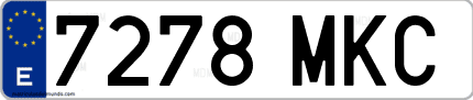 Ejemplo de matrícula de coche ordinaria 7278 MKC