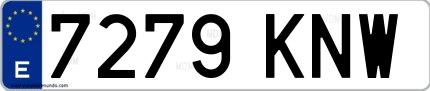 Ejemplo de matrícula española 7279 KNW