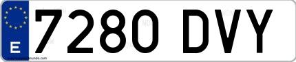 Ejemplo de matrícula española 7280 DVY