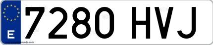 Ejemplo de matrícula española 7280 HVJ
