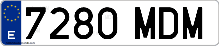 Ejemplo de matrícula de coche ordinaria 7280 MDM