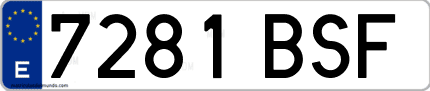 Ejemplo de matrícula de coche ordinaria 7281 BSF