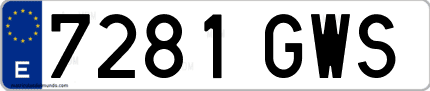 Ejemplo de matrícula de coche ordinaria 7281 GWS