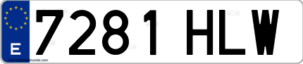 Ejemplo de matrícula de coche ordinaria 7281 HLW