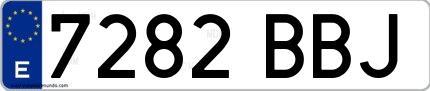 Ejemplo de matrícula española 7282 BBJ