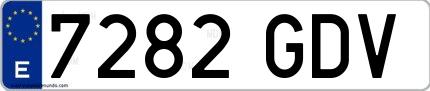 Ejemplo de matrícula española 7282 GDV