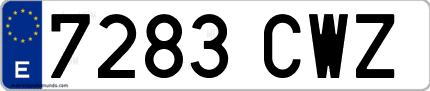 Ejemplo de matrícula de coche ordinaria 7283 CWZ