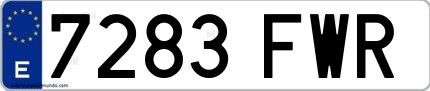 Ejemplo de matrícula española 7283 FWR