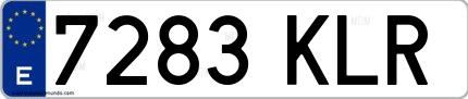 Ejemplo de matrícula española 7283 KLR