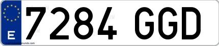 Ejemplo de matrícula española 7284 GGD