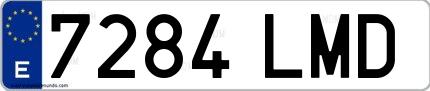 Ejemplo de matrícula española 7284 LMD