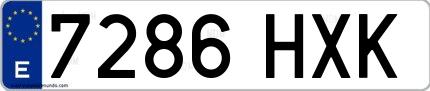 Ejemplo de matrícula española 7286 HXK