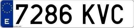Ejemplo de matrícula española 7286 KVC