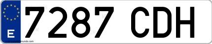Ejemplo de matrícula española 7287 CDH