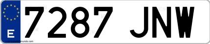 Ejemplo de matrícula española 7287 JNW