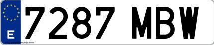 Ejemplo de matrícula española 7287 MBW