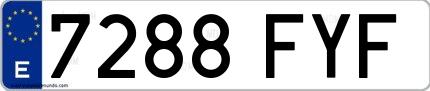 Ejemplo de matrícula española 7288 FYF