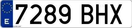 Ejemplo de matrícula española 7289 BHX