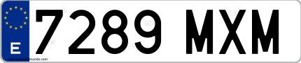 Ejemplo de matrícula española 7289 MXM