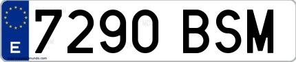 Ejemplo de matrícula española 7290 BSM